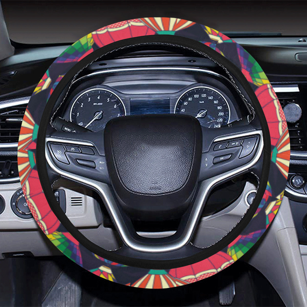 Ballon Pattern Print Design 02 Steering Wheel Cover with Elastic Edge
