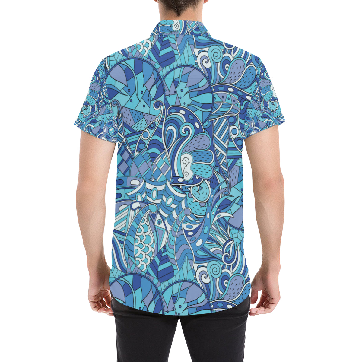 Funky Retro Pattern Print Design A02 Men's Short Sleeve Button Up Shirt