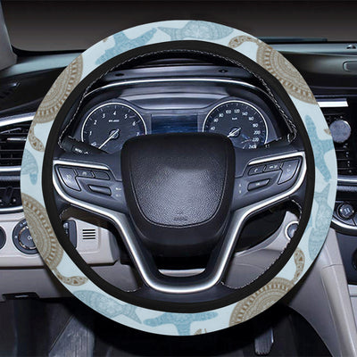 Polynesian Jellyfish Turtle Print Steering Wheel Cover with Elastic Edge