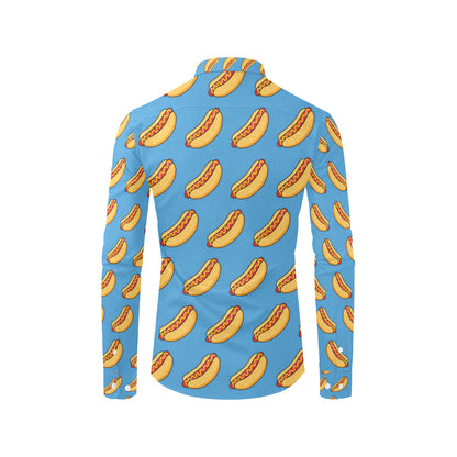Hot Dog Pattern Print Design 02 Men's Long Sleeve Shirt
