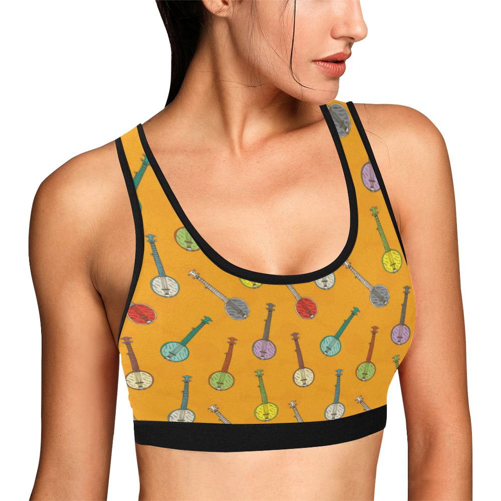Banjo Pattern Print Design 02 Sports Bra