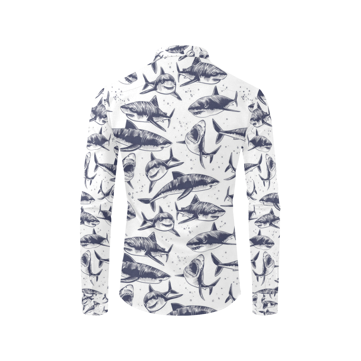 Great White Shark Pattern Print Design 02 Men's Long Sleeve Shirt