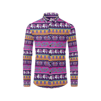 Boho Indian Style Pattern Men's Long Sleeve Shirt