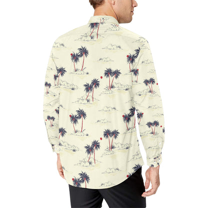 Palm Tree Pattern Print Design PT08 Men's Long Sleeve Shirt