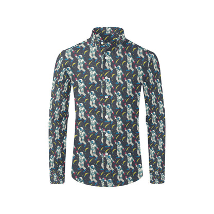 Astronaut Pattern Print Design 04 Men's Long Sleeve Shirt