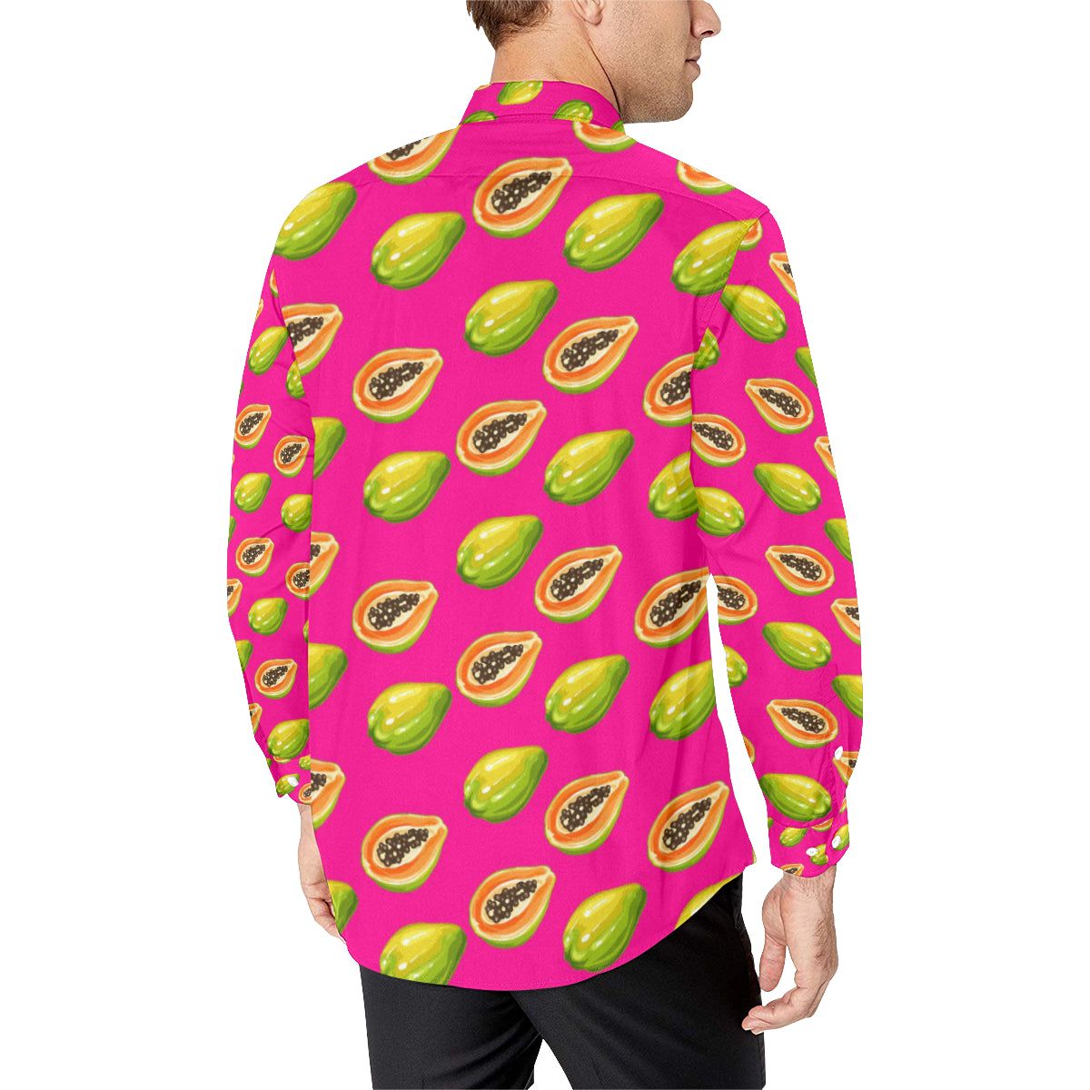 Papaya Pattern Print Design PP02 Men's Long Sleeve Shirt