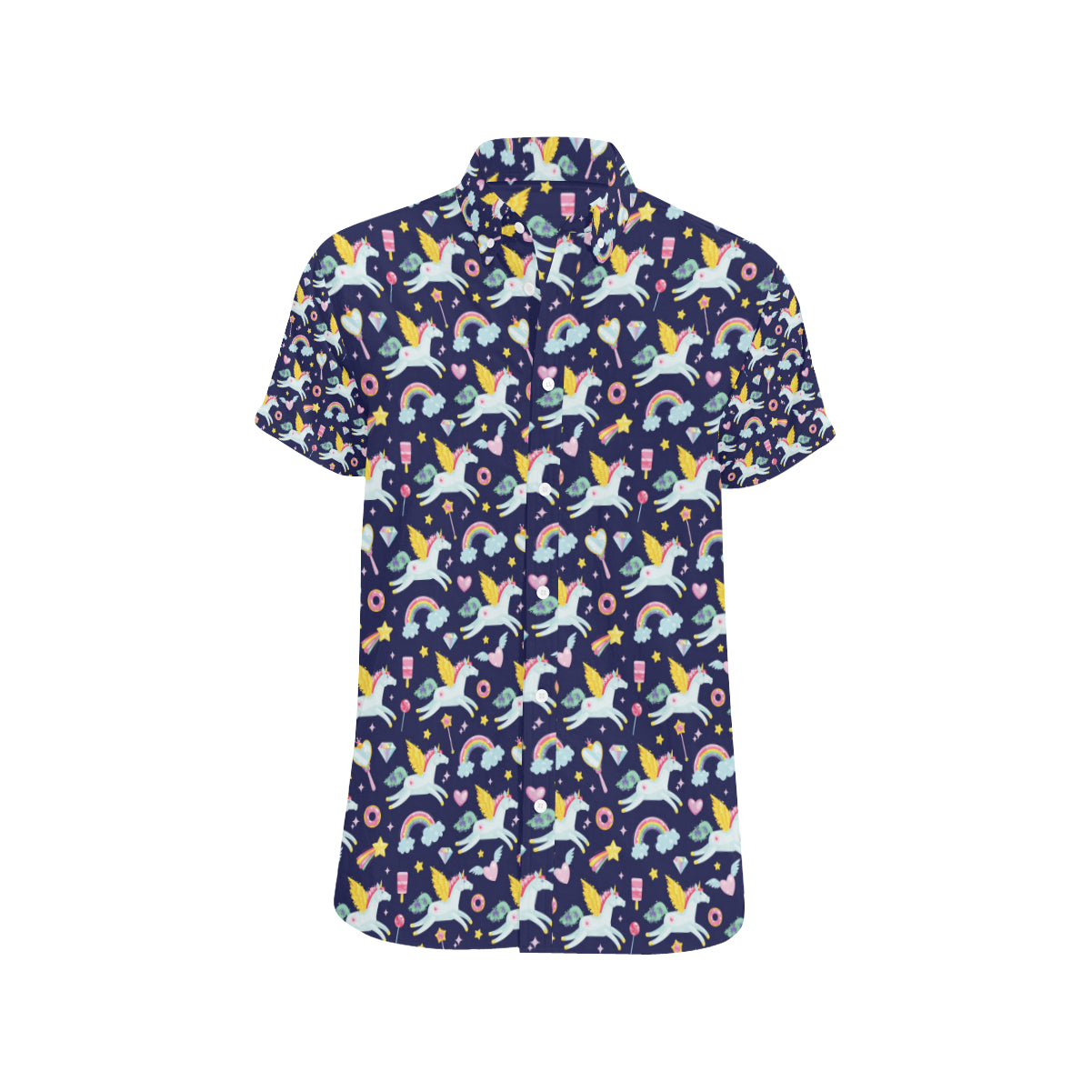 Pegasus Pattern Print Design 05 Men's Short Sleeve Button Up Shirt