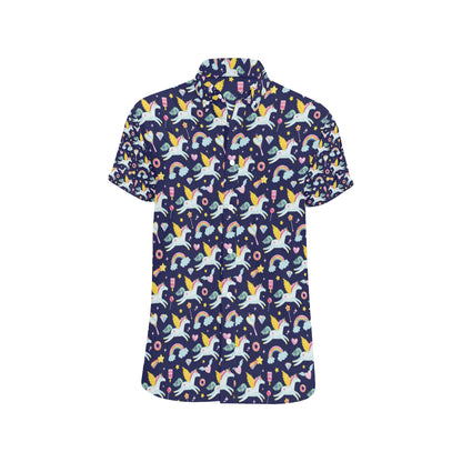 Pegasus Pattern Print Design 05 Men's Short Sleeve Button Up Shirt