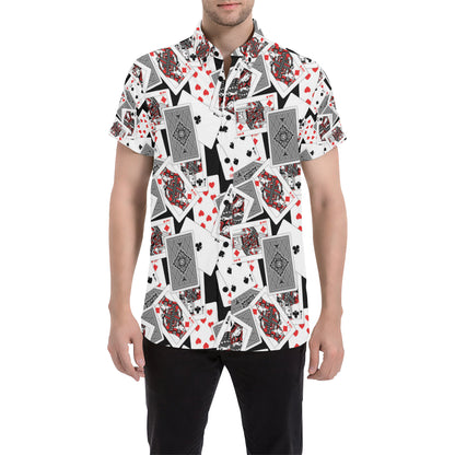 Poker Cards Pattern Print Design A04 Men's Short Sleeve Button Up Shirt