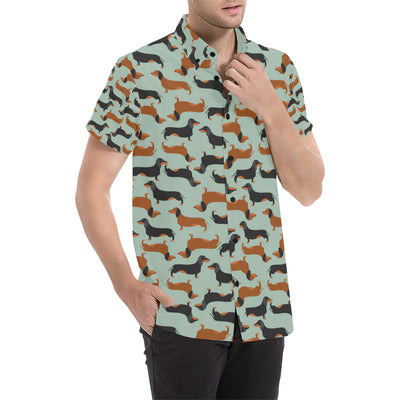 Dachshund Cute Print Pattern Men's Short Sleeve Button Up Shirt