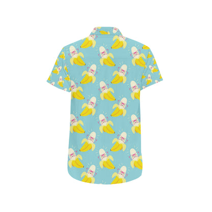 Banana Pattern Print Design BA07 Men's Short Sleeve Button Up Shirt
