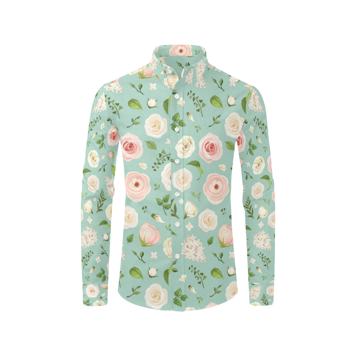 Lisianthus Pattern Print Design 01 Men's Long Sleeve Shirt