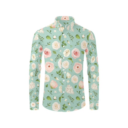 Lisianthus Pattern Print Design 01 Men's Long Sleeve Shirt