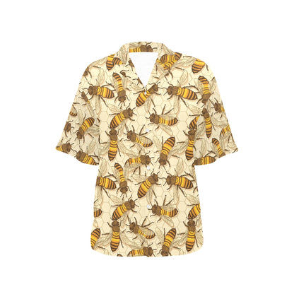 Bee Pattern Print Design BEE05 Women's Hawaiian Shirt