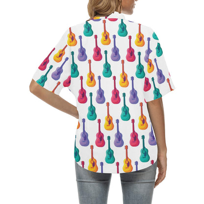 Acoustic Guitar Print Design LKS406 Women's Hawaiian Shirt