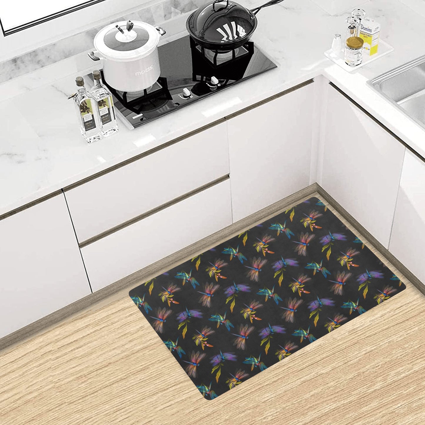 Dragonfly Colorful Realistic Print Kitchen Mat