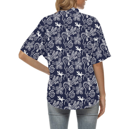 lizard Pattern Print Design 03 Women's Hawaiian Shirt