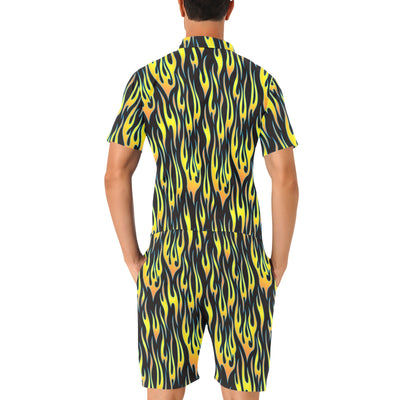 Flame Fire Yellow Pattern Men's Romper