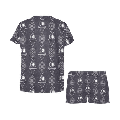 Sun Moon Print Design LKS309 Women's Short Pajama Set