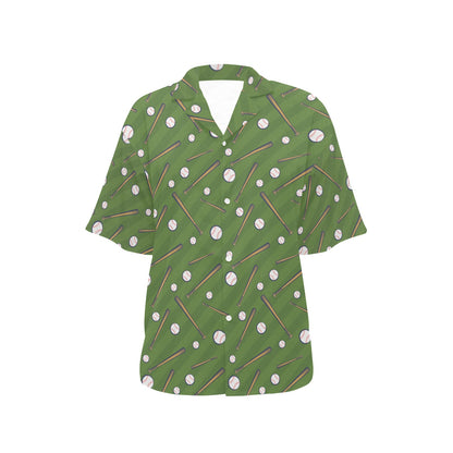 Baseball Pattern Print Design 02 Women's Hawaiian Shirt