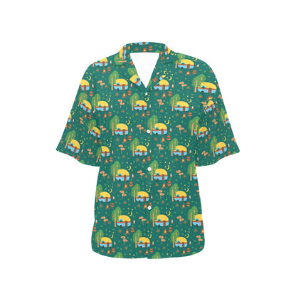 Camping Camper Pattern Print Design 06 Women's Hawaiian Shirt