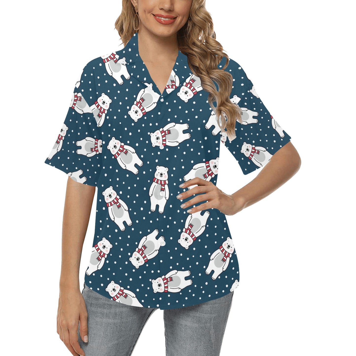 Polar Bear Pattern Print Design PB05 Women's Hawaiian Shirt