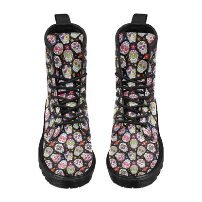 Sugar Skull Print Design LKS302 Women's Boots
