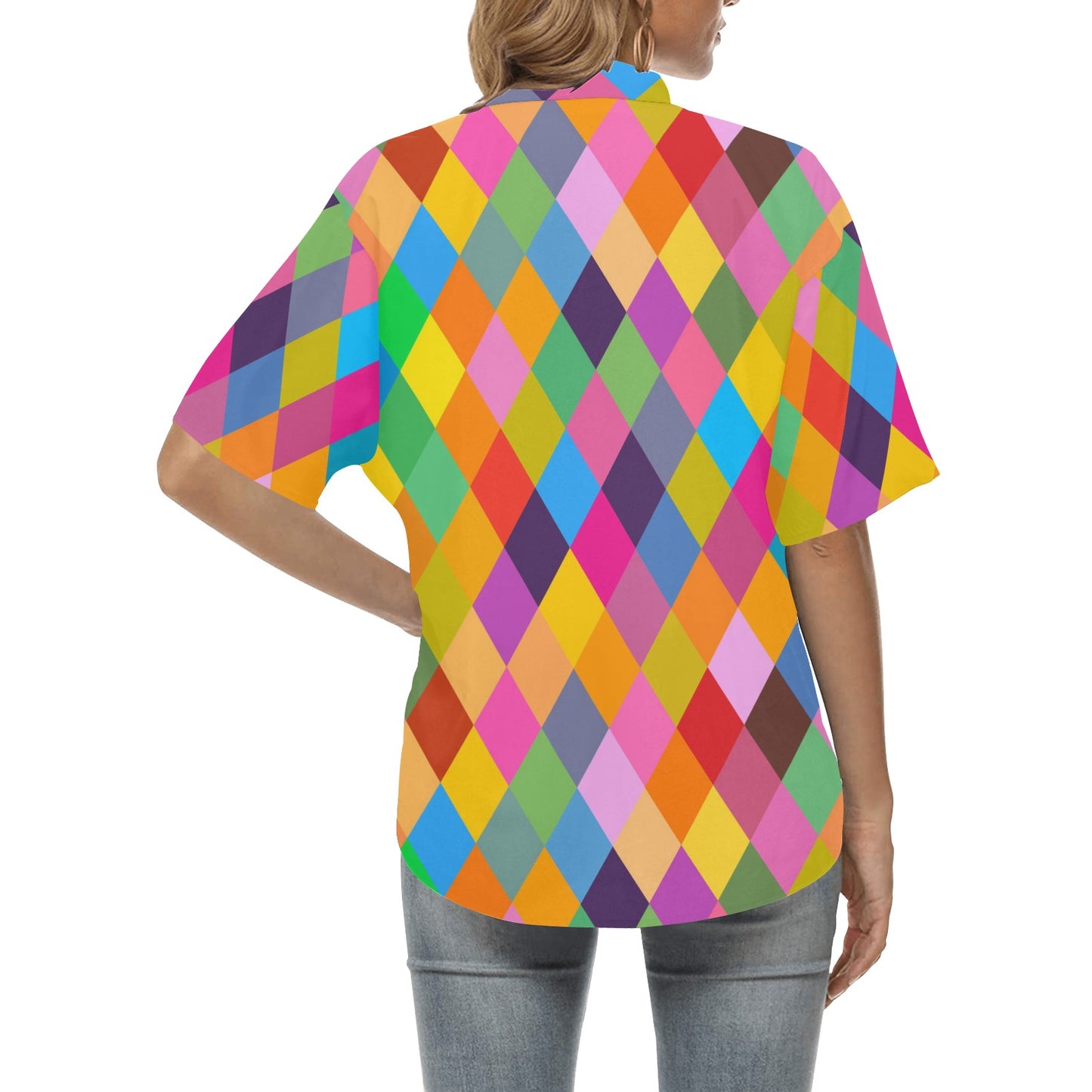 Harlequin Pattern Print Design 02 Women's Hawaiian Shirt