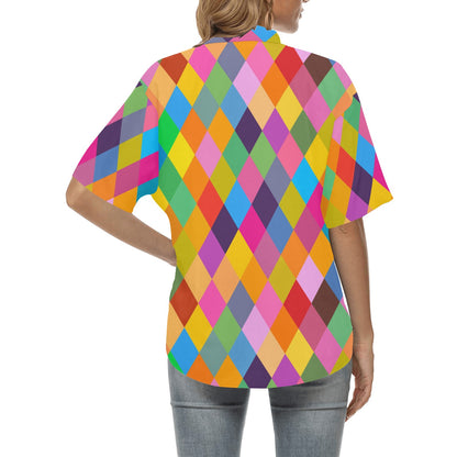 Harlequin Pattern Print Design 02 Women's Hawaiian Shirt