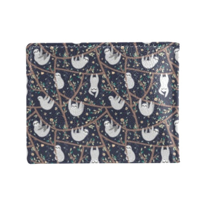 Sloth Happy Design Themed Print Men's ID Card Wallet