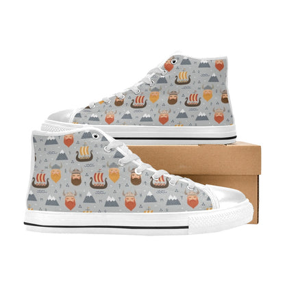 Vikings Print Design LKS307 High Top Women's White Shoes
