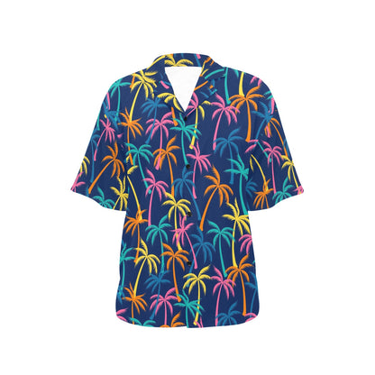 Palm Tree Pattern Print Design PT013 Women's Hawaiian Shirt