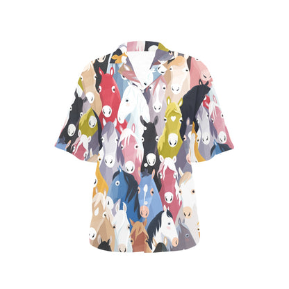 Colorful Horse Pattern Women's Hawaiian Shirt