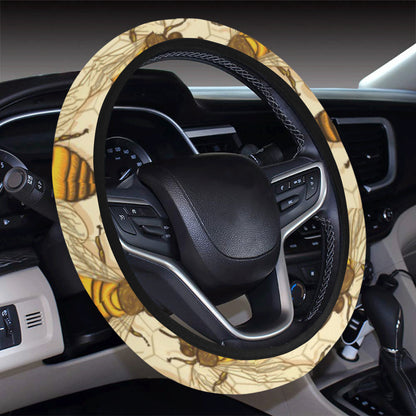 Bee Pattern Print Design BEE05 Steering Wheel Cover with Elastic Edge