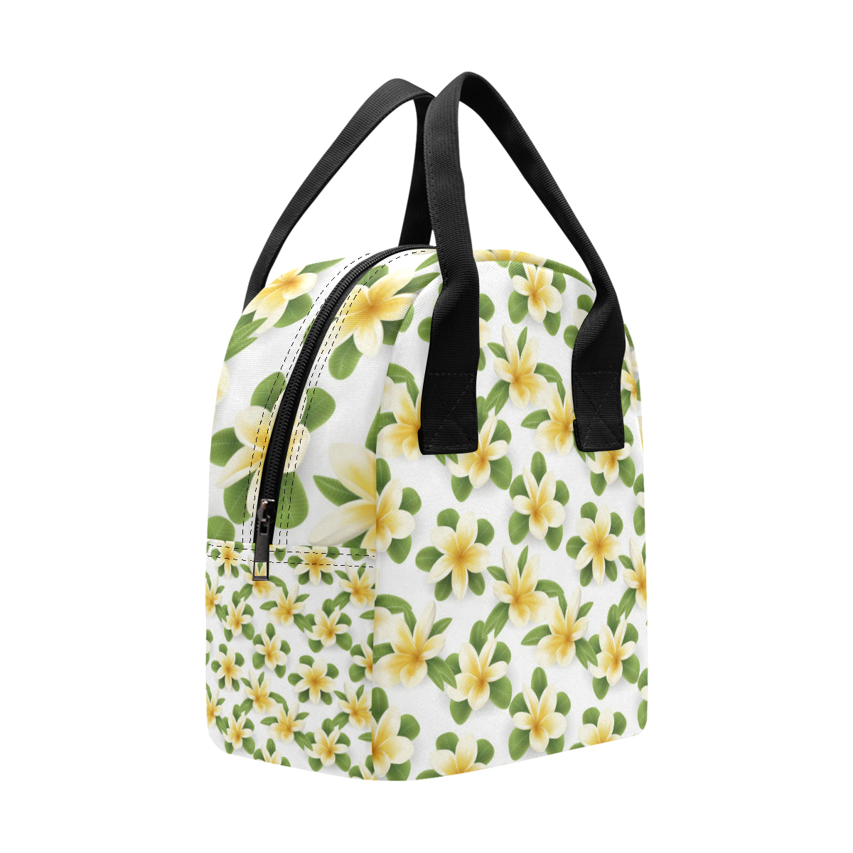 Yellow Plumeria Pattern Print Design PM012 Insulated Lunch Bag