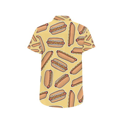 Hot Dog Pattern Print Design 01 Men's Short Sleeve Button Up Shirt