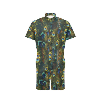 Peacock Feather Pattern Print Design A03 Men's Romper