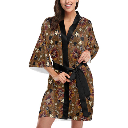 Hawaiian Themed Pattern Print Design H01 Women Kimono Robe