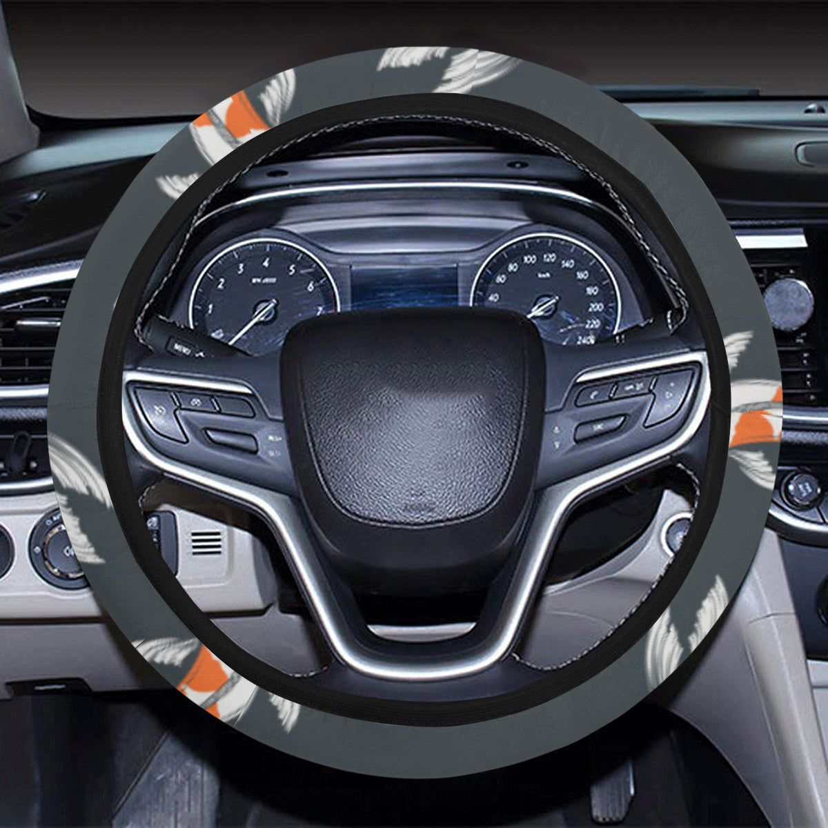 KOI Fish Pattern Print Design 04 Steering Wheel Cover with Elastic Edge