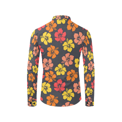 Hibiscus Pattern Print Design HB024 Men's Long Sleeve Shirt