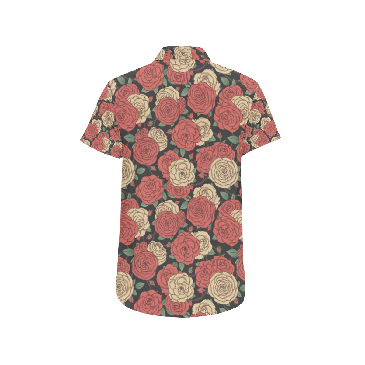 Camellia Pattern Print Design CM01 Men's Short Sleeve Button Up Shirt