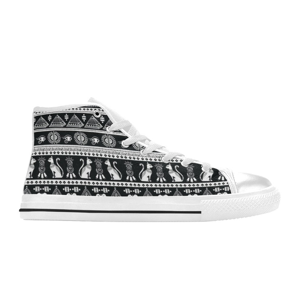 Tribal Pattern Print Design LKS305 High Top Women's White Shoes