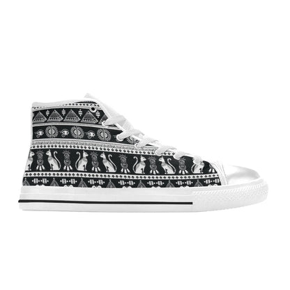 Tribal Pattern Print Design LKS305 High Top Women's White Shoes