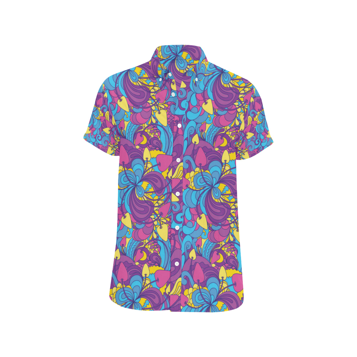 Psychedelic Mushroom Pattern Print Design A03 Men's Short Sleeve Button Up Shirt