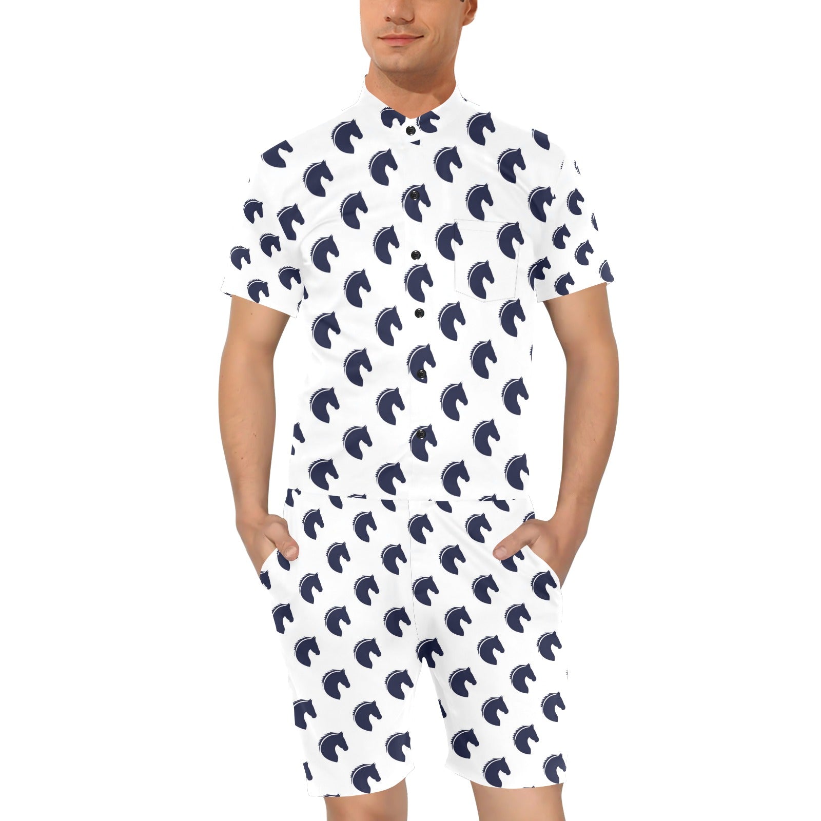 Horse Head Print Design LKS303 Men's Romper