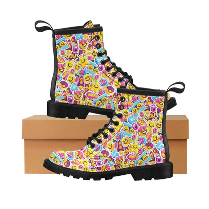 Emoji Sticker Print Pattern Women's Boots