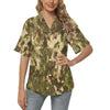 Camo Realistic Tree Texture Print Women's Hawaiian Shirt