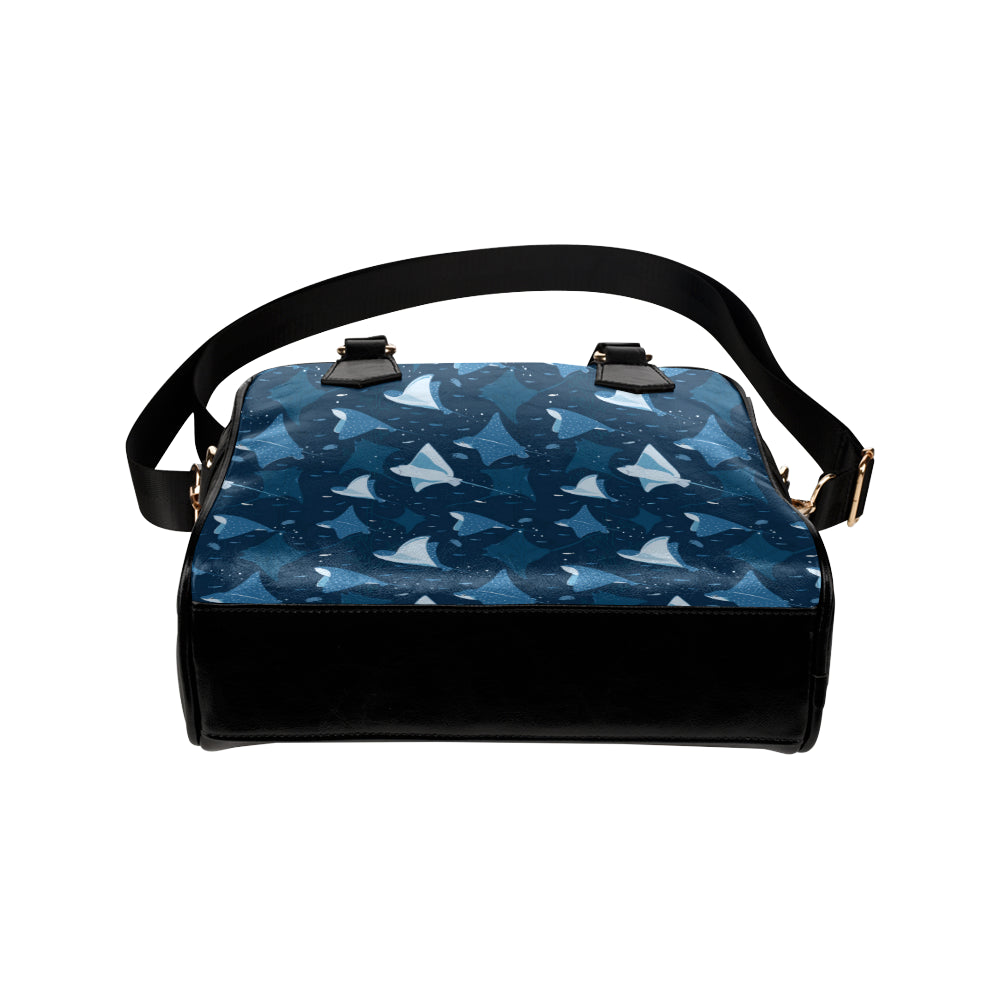Manta Ray Pattern Print Design 02 Shoulder Handbag