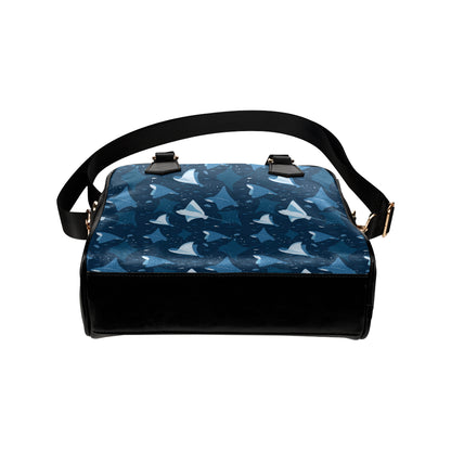 Manta Ray Pattern Print Design 02 Shoulder Handbag