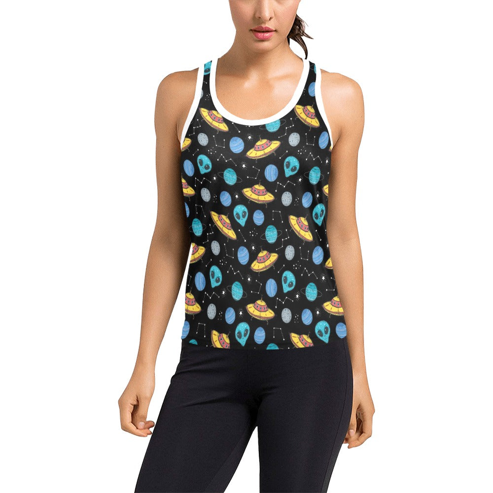 UFO Alien Print Design LKS306 Women's Racerback Tank Top